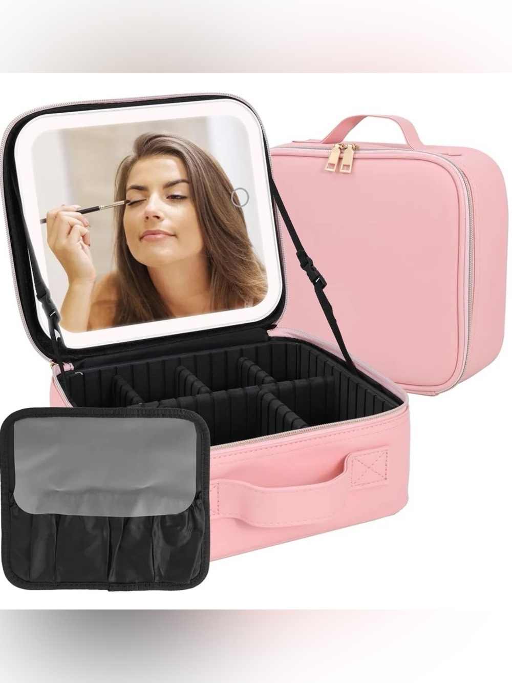 Thinkspace Beauty Travel Makeup Bag With Light Up Led Mirror Portable
